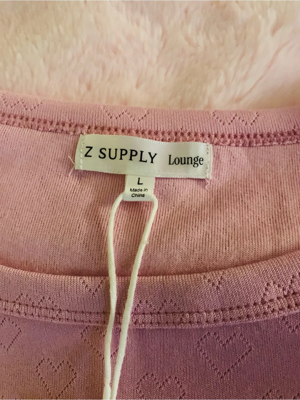 Z Supply Maison Heart Pointelle Long Loungewear Set Pink Crush Large Comfy NWT